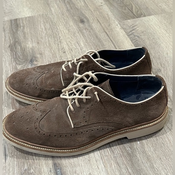 Cole Haan Size 10 Brown Suede Leather Wingtip Nubuck Oxford Barely Used Shoe - Picture 6 of 10